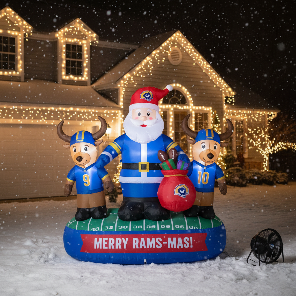 Football Team Inflatable Santa and Reindeer  Christmas Decoration