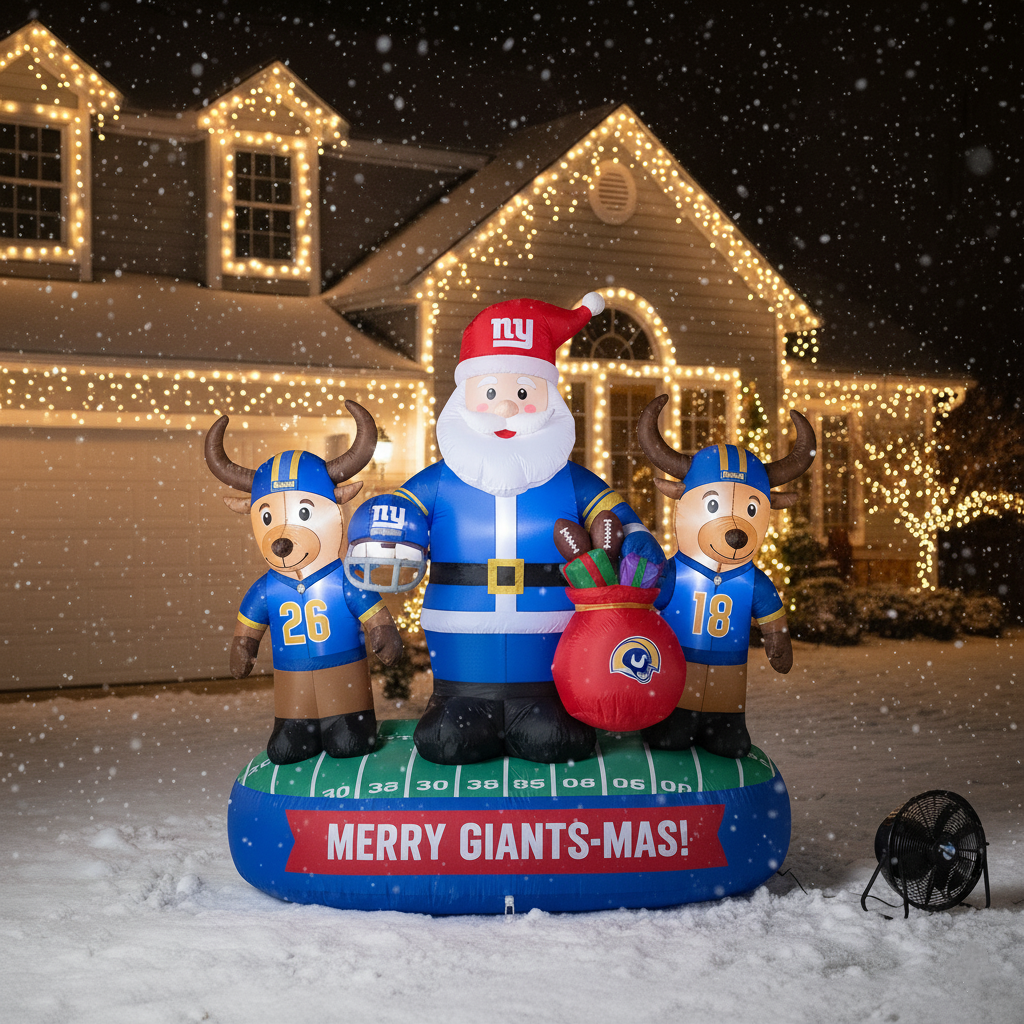 Football Team Inflatable Santa and Reindeer  Christmas Decoration