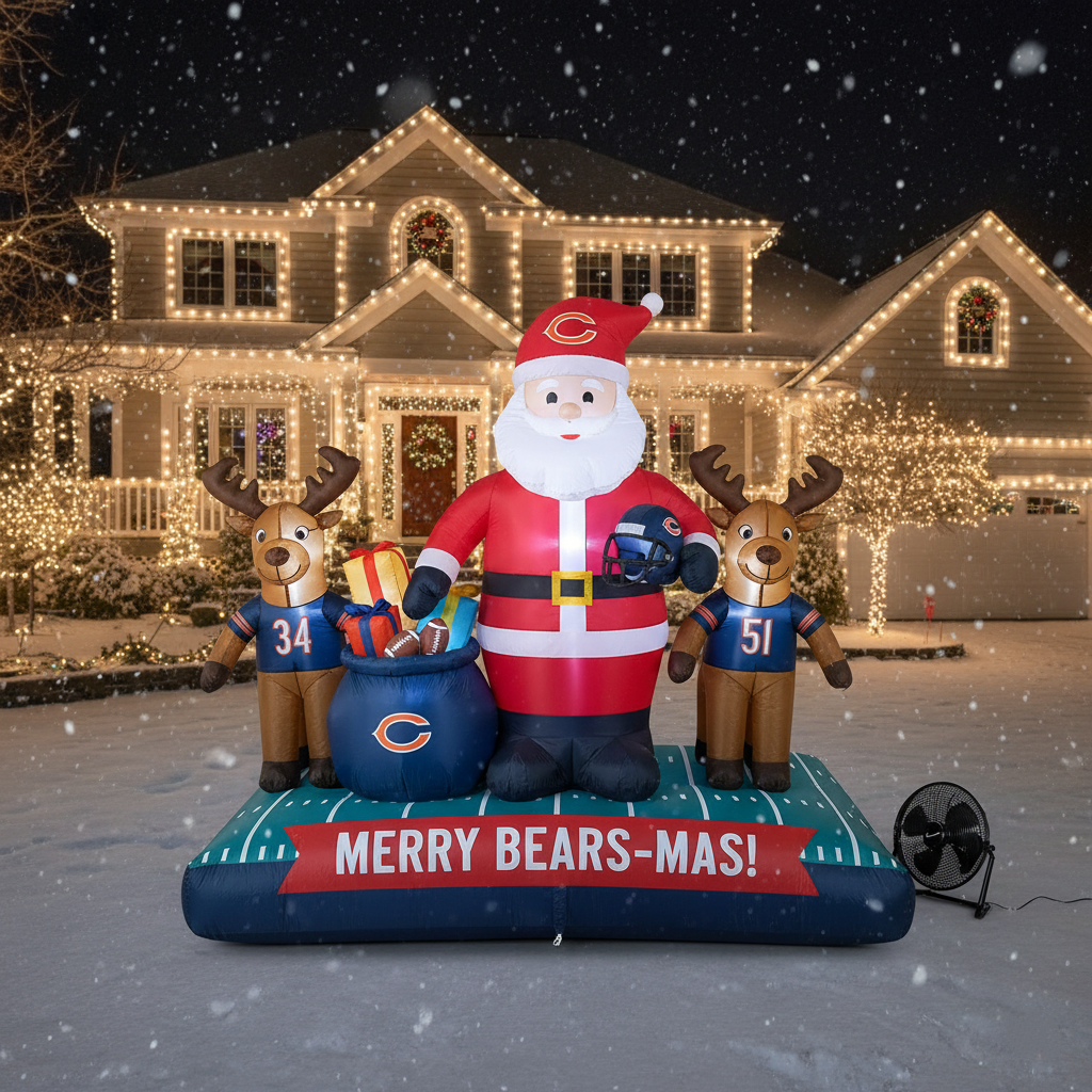 Football Team Inflatable Santa and Reindeer  Christmas Decoration