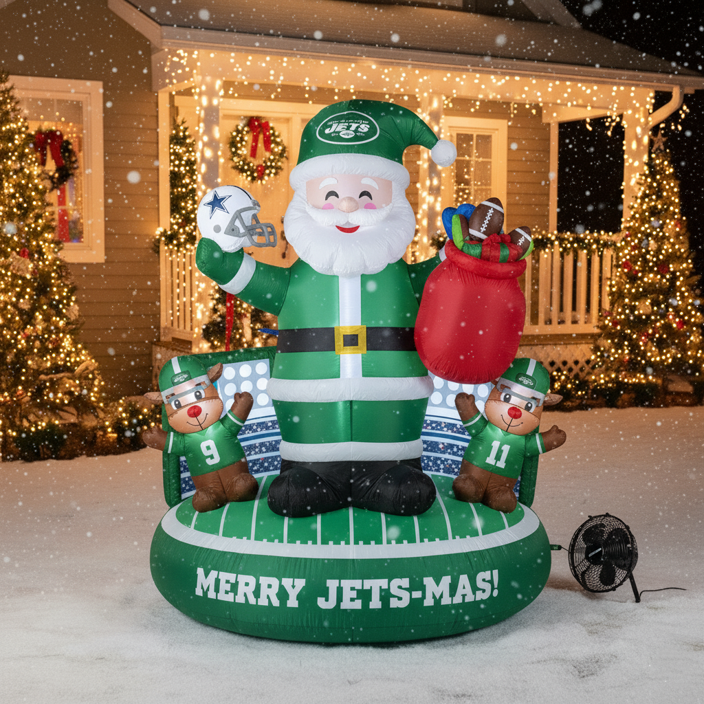 Football Team Inflatable Santa and Reindeer  Christmas Decoration
