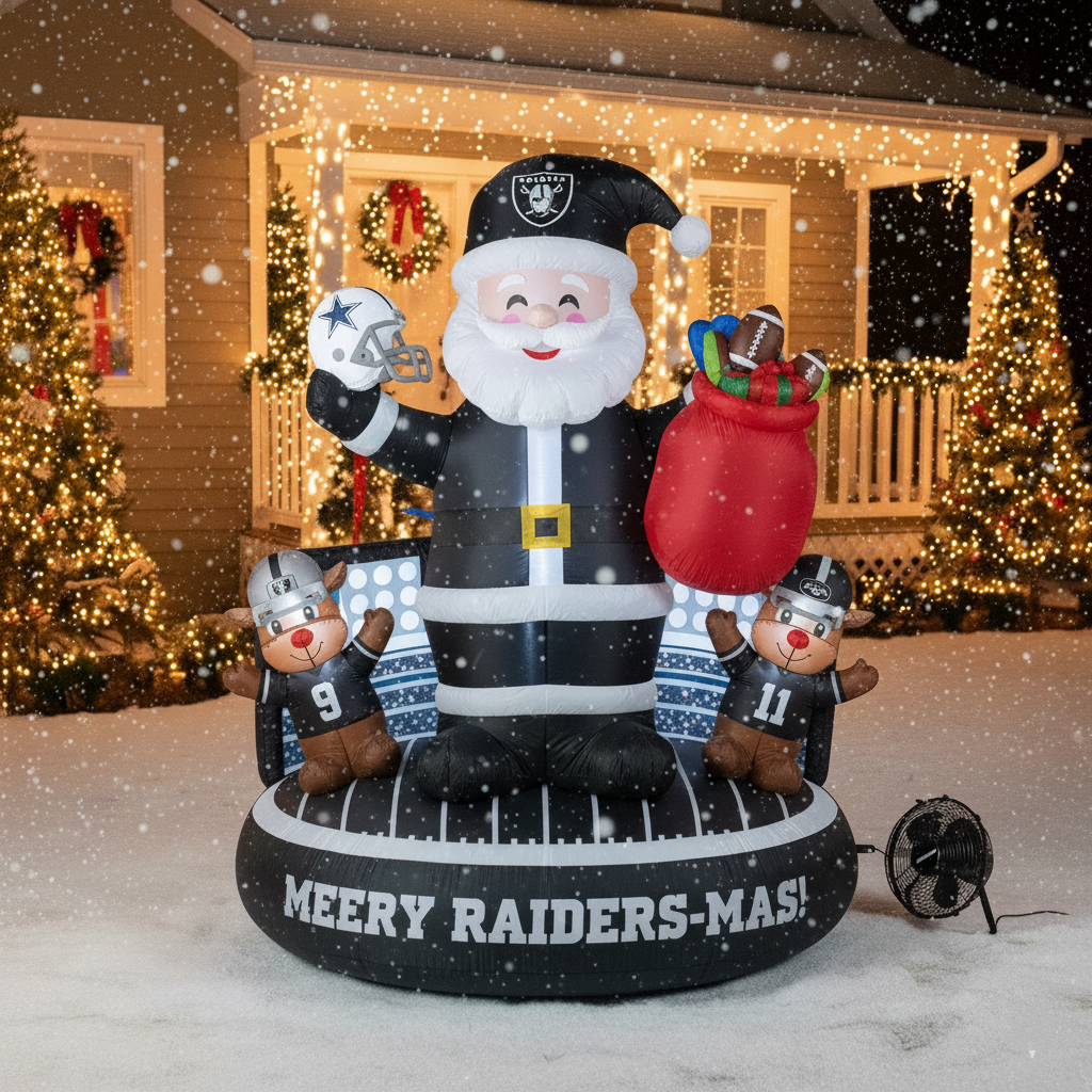 Football Team Inflatable Santa and Reindeer  Christmas Decoration