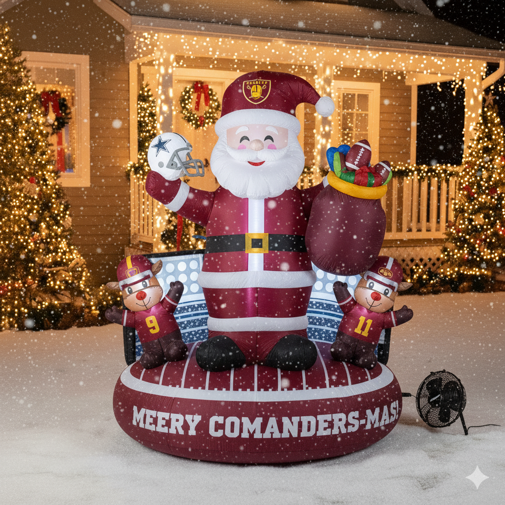 Football Team Inflatable Santa and Reindeer  Christmas Decoration