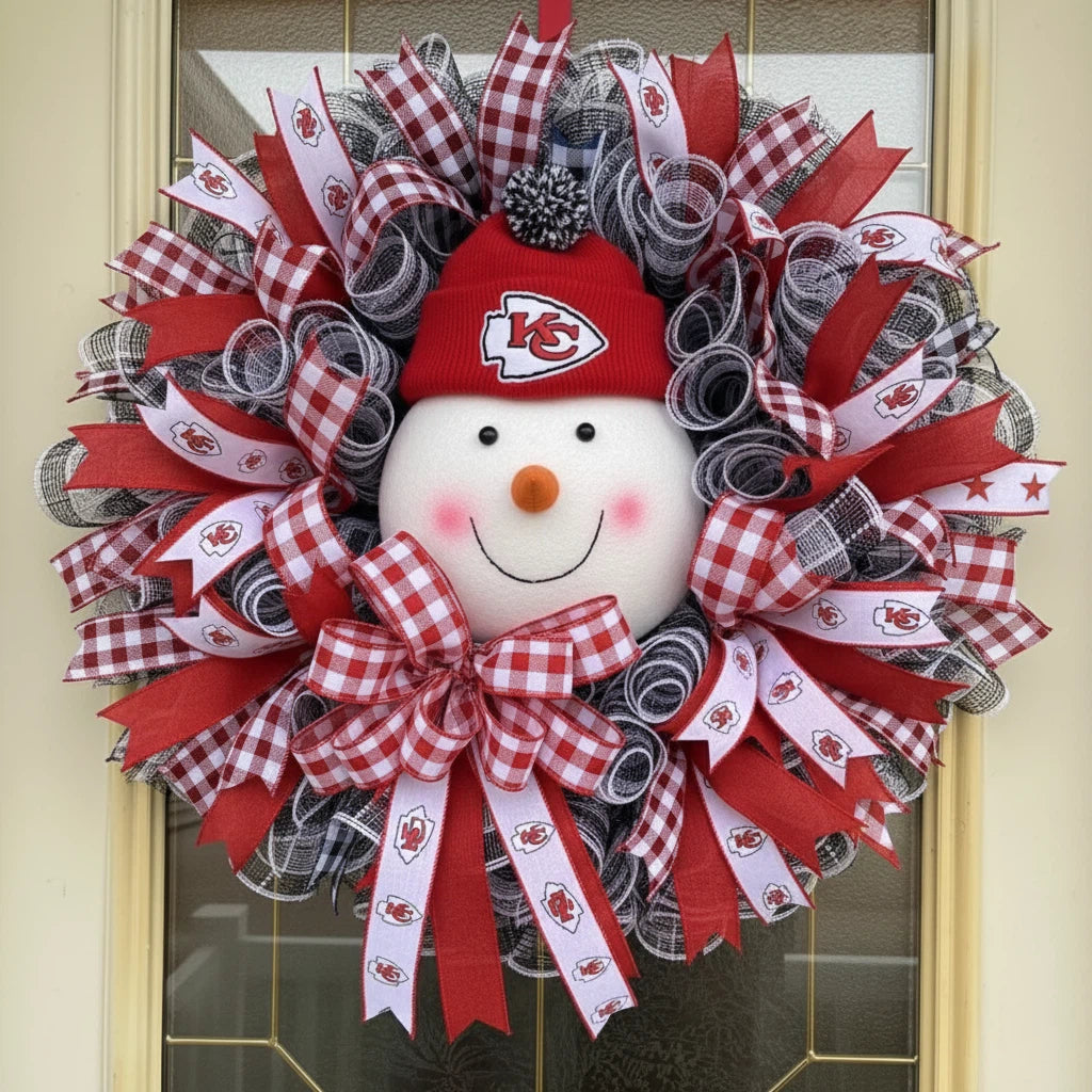 Christmas Snowman football Team Wreath