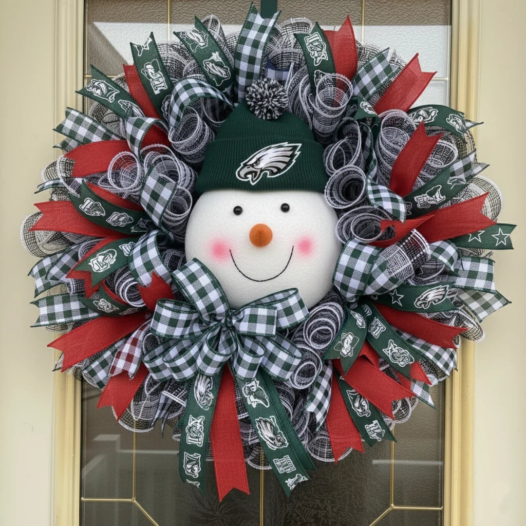 Christmas Snowman football Team Wreath