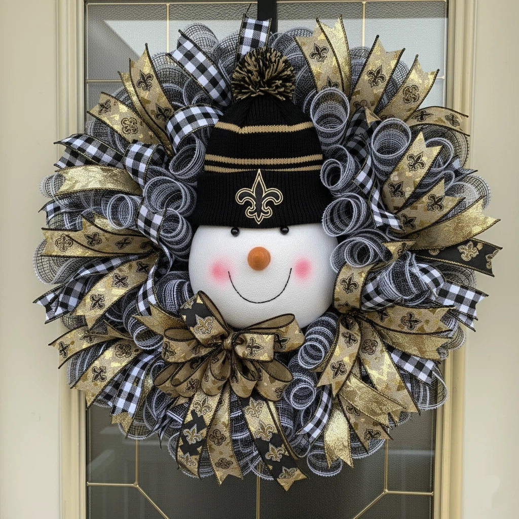 Christmas Snowman football Team Wreath