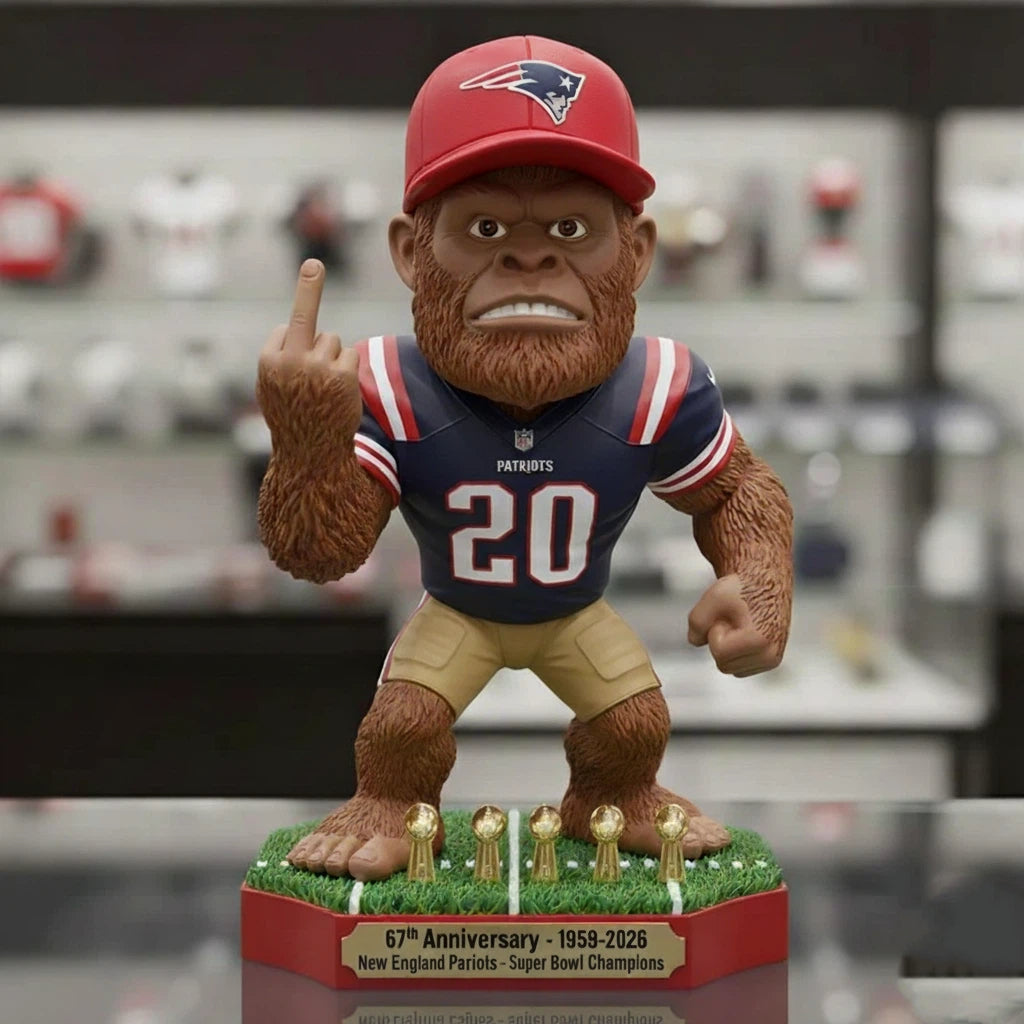 New England Patriots 67th Anniversary Champion Figurine –Funny Bigfoot Figurine (1959–2026)