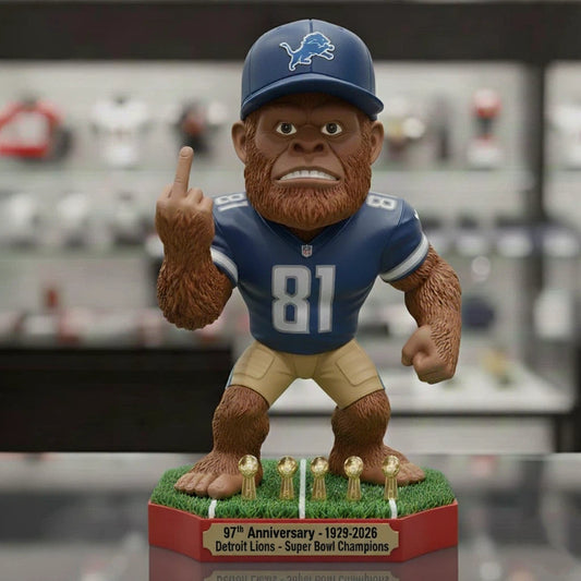 Detroit Lions Anniversary Champion Figurine – Funny Bigfoot Figurine (1929–2026)