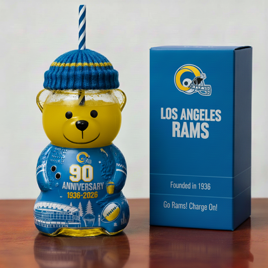Los Angeles Rams 90th Anniversary Collectible Bear Bottle (1936–2026)