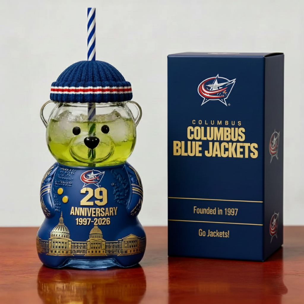 Columbus Blue Jackets 29th Anniversary Collectible Bear Tumbler (1997–2026)