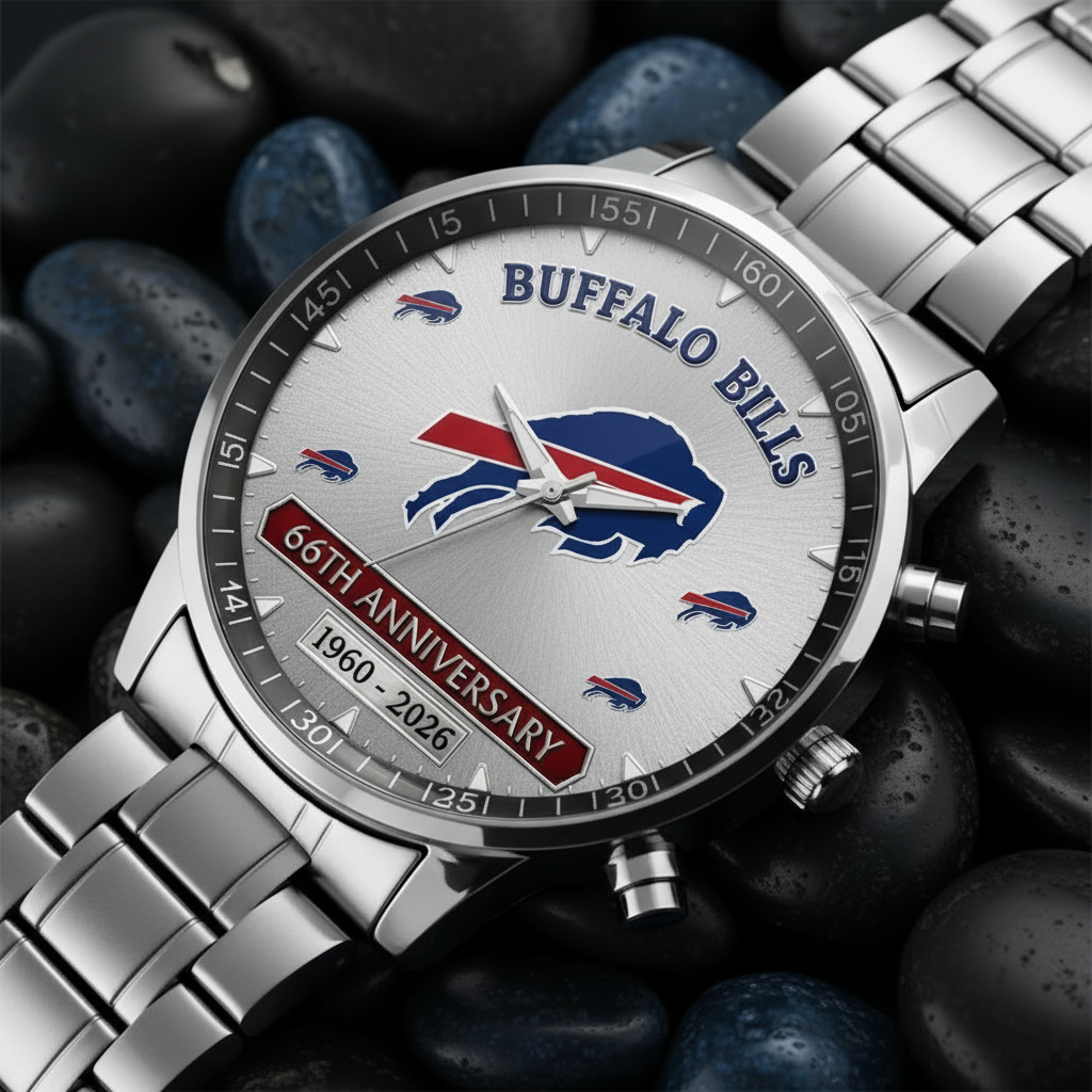 Buffalo Bills 66th Anniversary Commemorative Stainless Steel Watch (1960–2026)