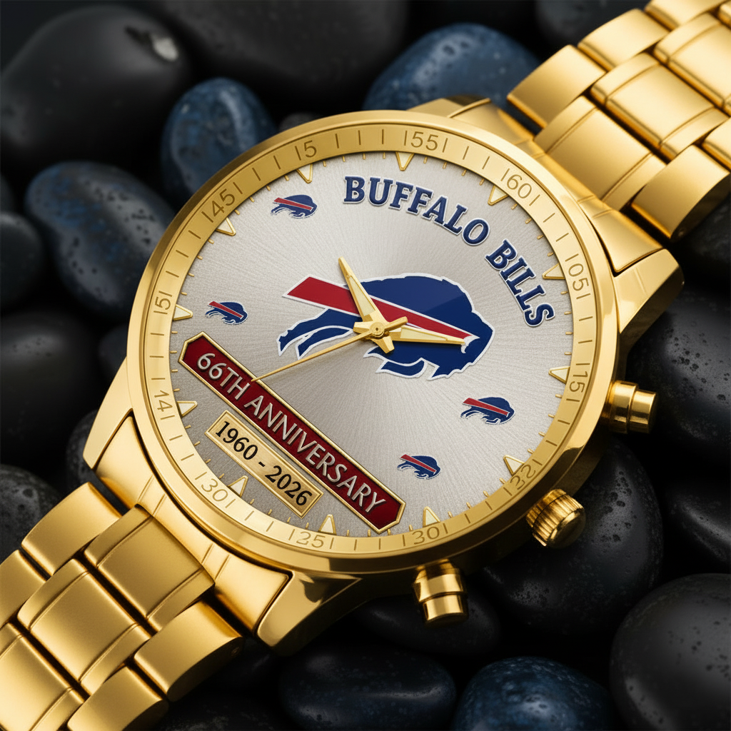 Buffalo Bills 66th Anniversary Commemorative Stainless Steel Watch (1960–2026)