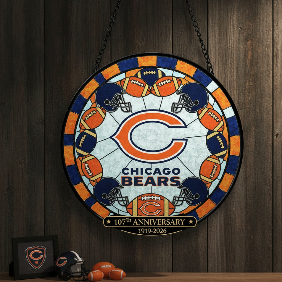 Chicago Bears Stained Glass Style Hanging Suncatcher