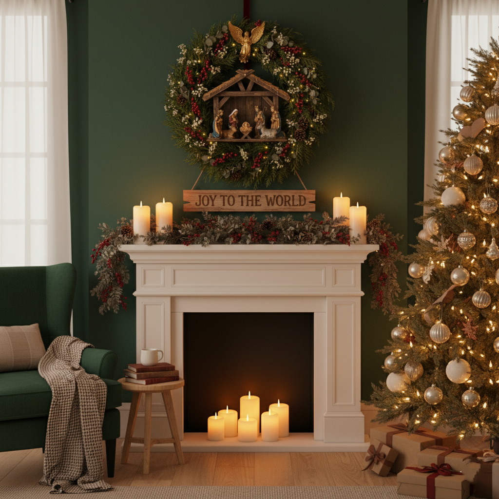 Nativity Scene Christmas Wreath