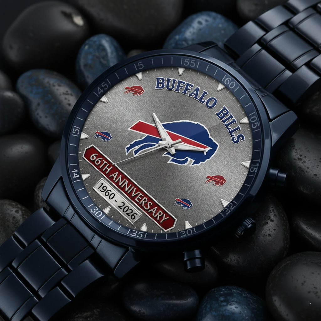 Buffalo Bills 66th Anniversary Commemorative Stainless Steel Watch (1960–2026)