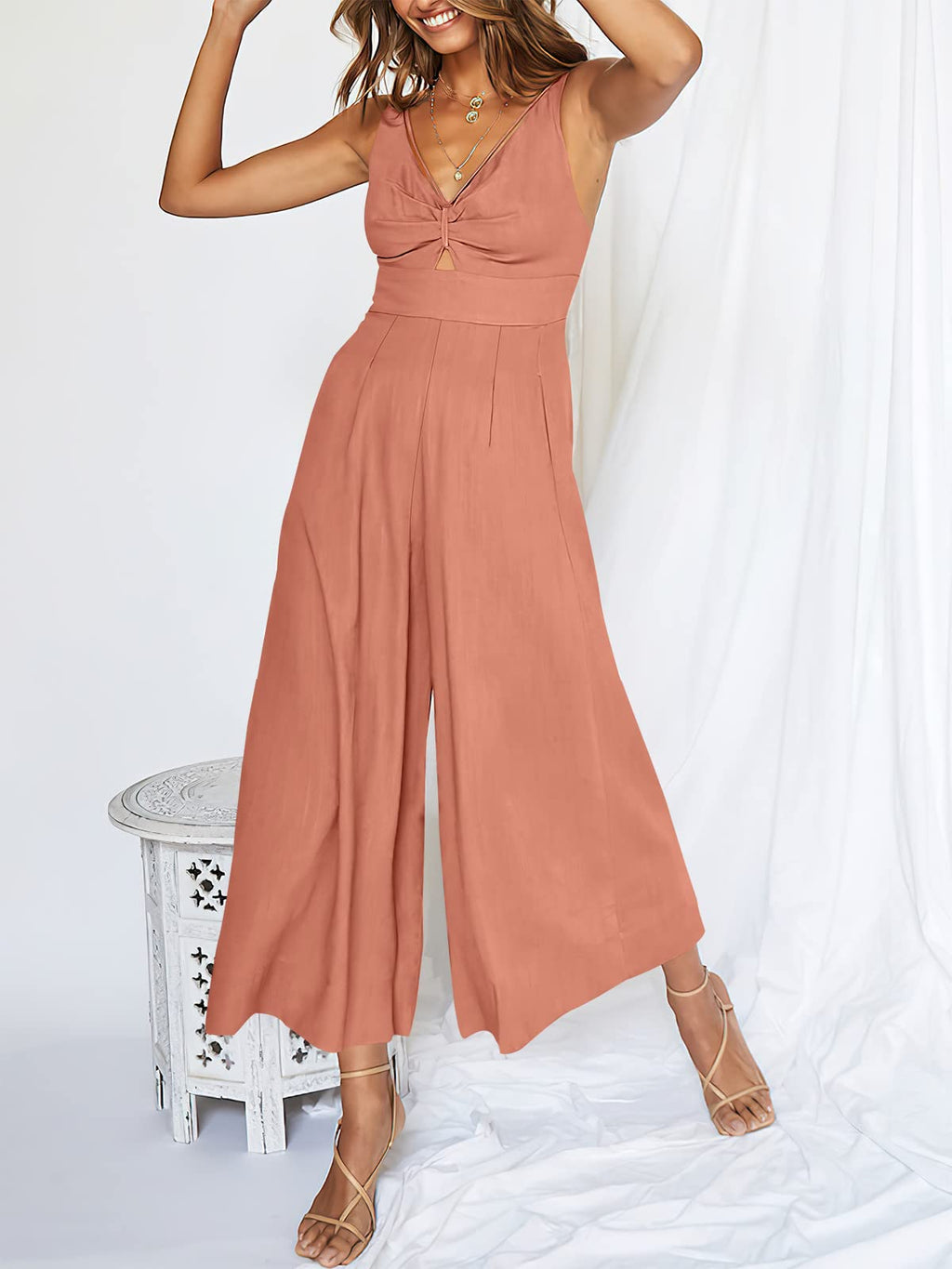V Neck Cutout High-Waist Rompers (Buy 2 free shipping)