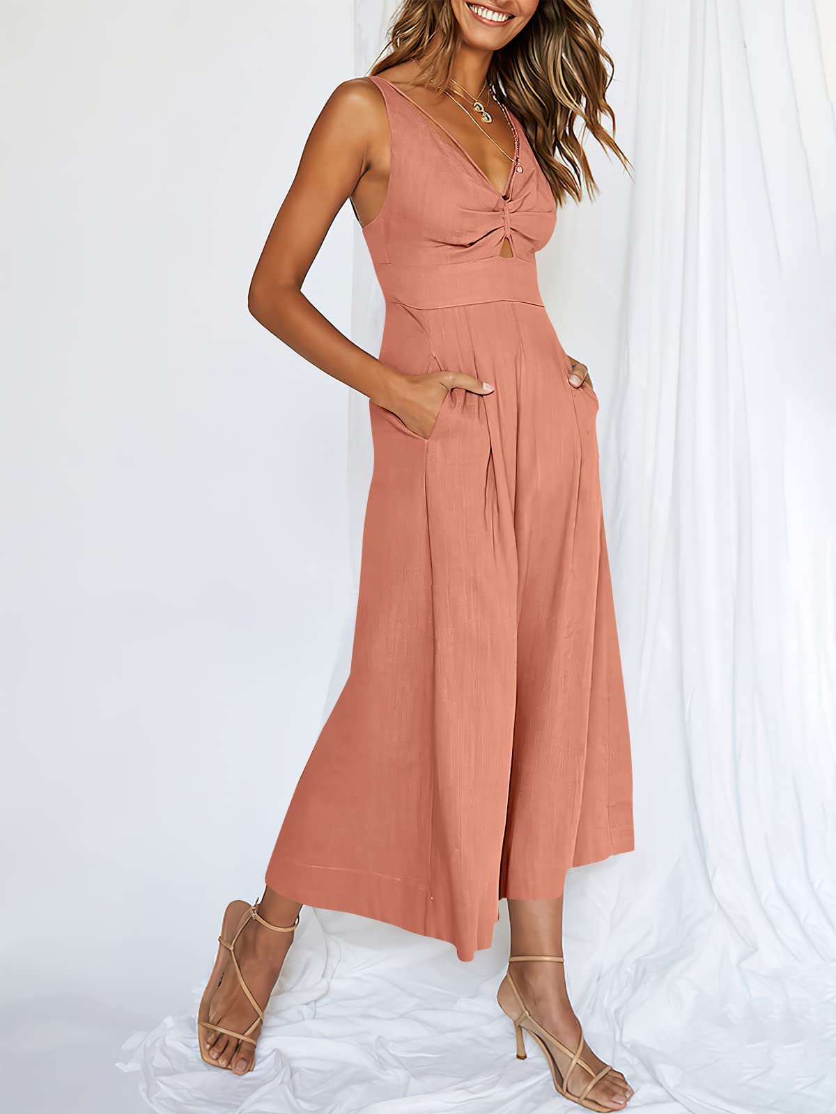 V Neck Cutout High-Waist Rompers (Buy 2 free shipping)
