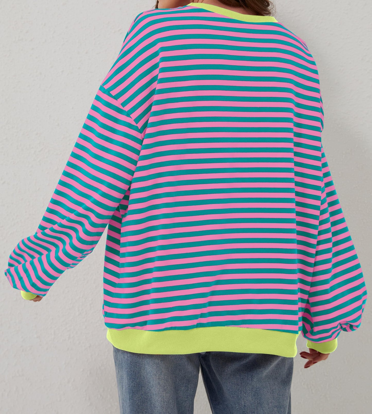 New🔥Striped Color Block Oversized Sweatshirt (Buy 2 Free Shipping)