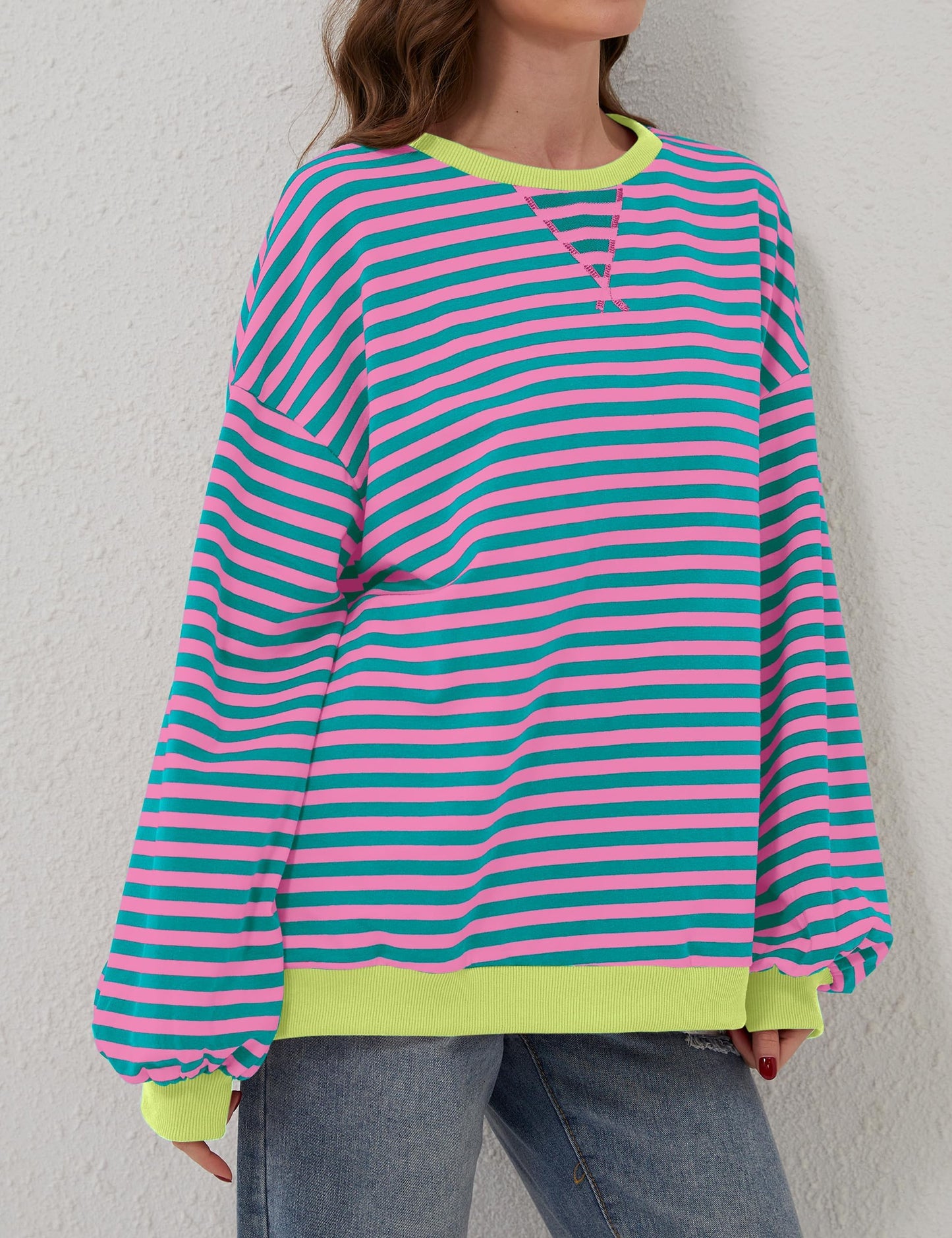 New🔥Striped Color Block Oversized Sweatshirt (Buy 2 Free Shipping)