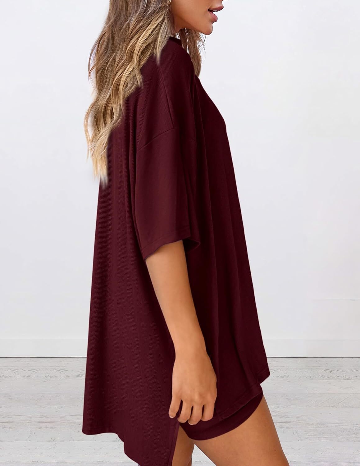 Special Sale🩷Women's Two Piece Lounge Set Casual Oversized Shirts Biker Shorts Matching Airport Travel Outfit