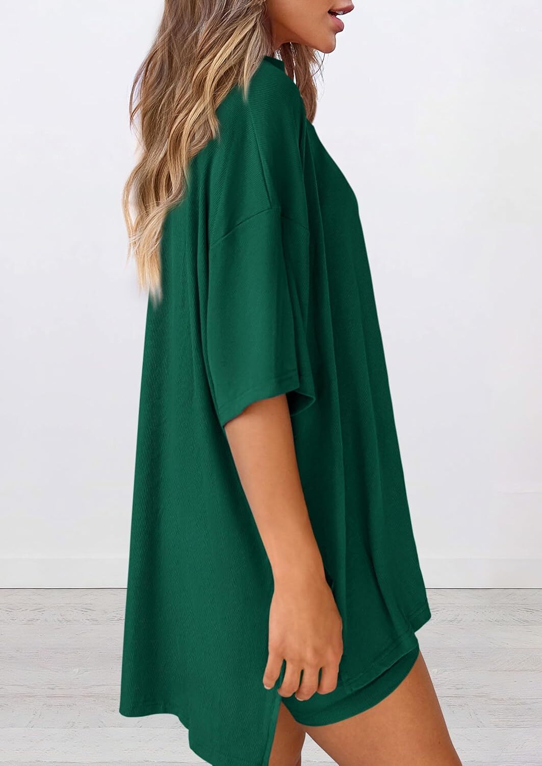 Special Sale🩷Women's Two Piece Lounge Set Casual Oversized Shirts Biker Shorts Matching Airport Travel Outfit