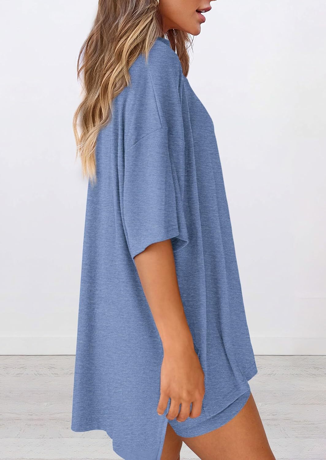 Special Sale🩷Women's Two Piece Lounge Set Casual Oversized Shirts Biker Shorts Matching Airport Travel Outfit