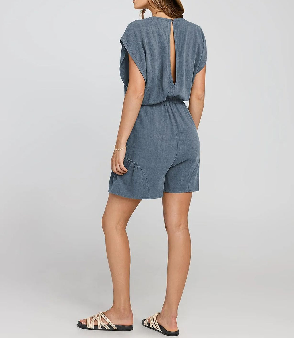 ??New ??Women's Summer Casual Linen Romper with Drawstring??