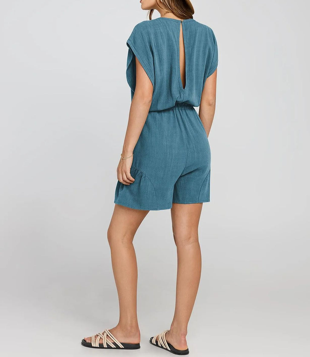 ??New ??Women's Summer Casual Linen Romper with Drawstring??