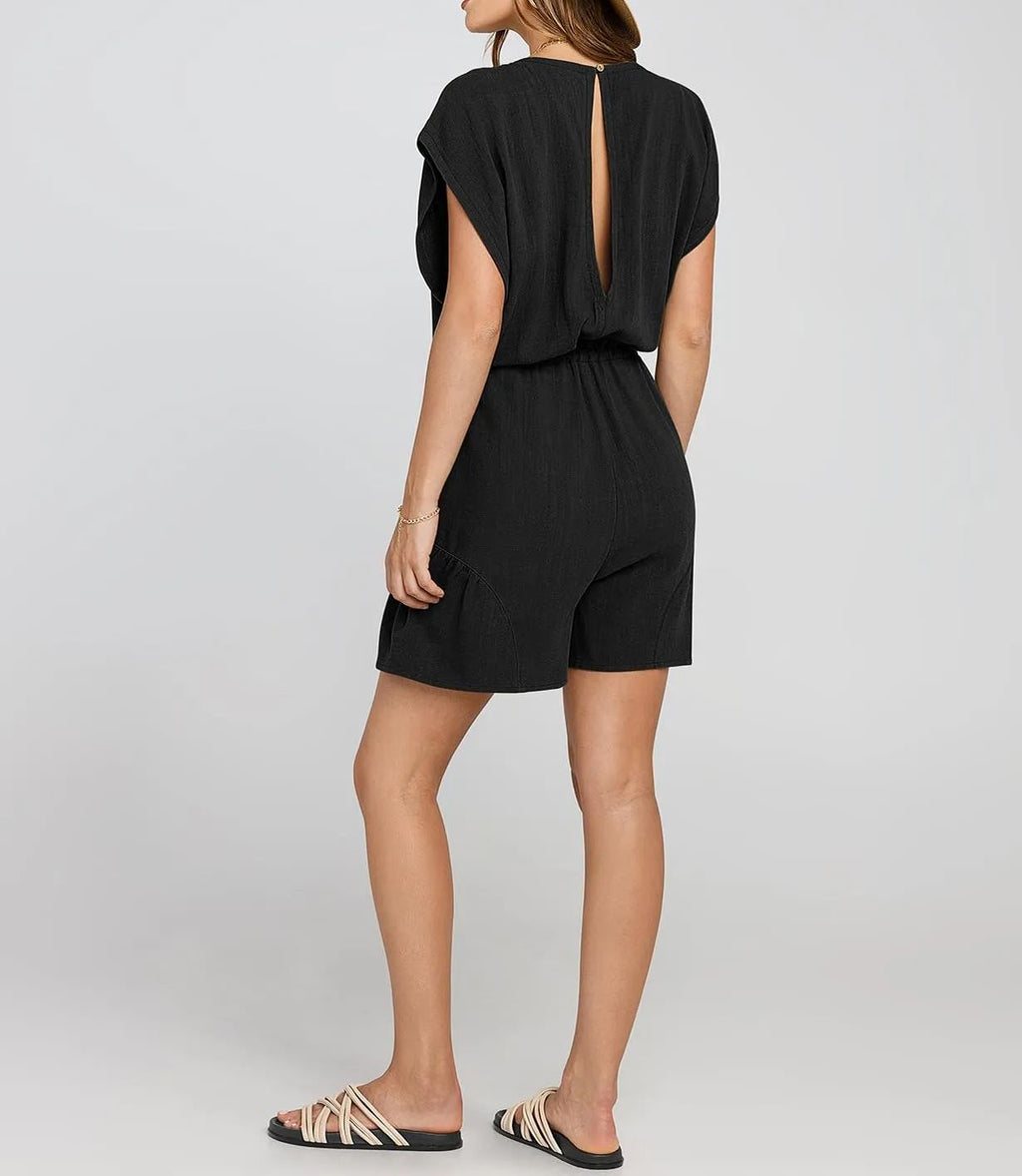??New ??Women's Summer Casual Linen Romper with Drawstring??