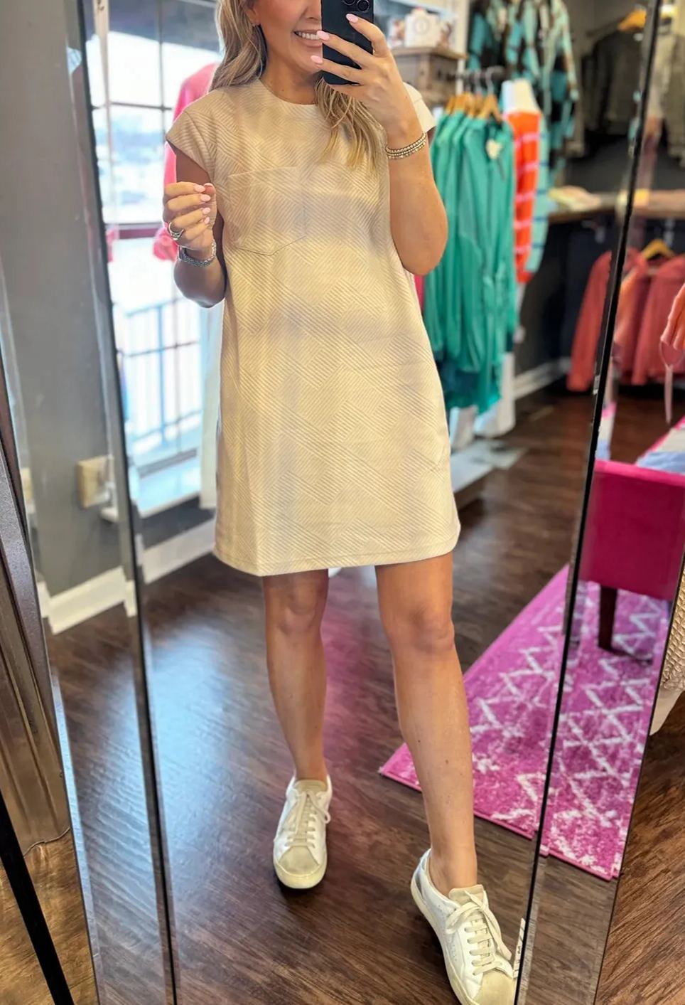 Women's Solid Cap Sleeve Textured Mini Dress (Buy 2 Free Shipping)