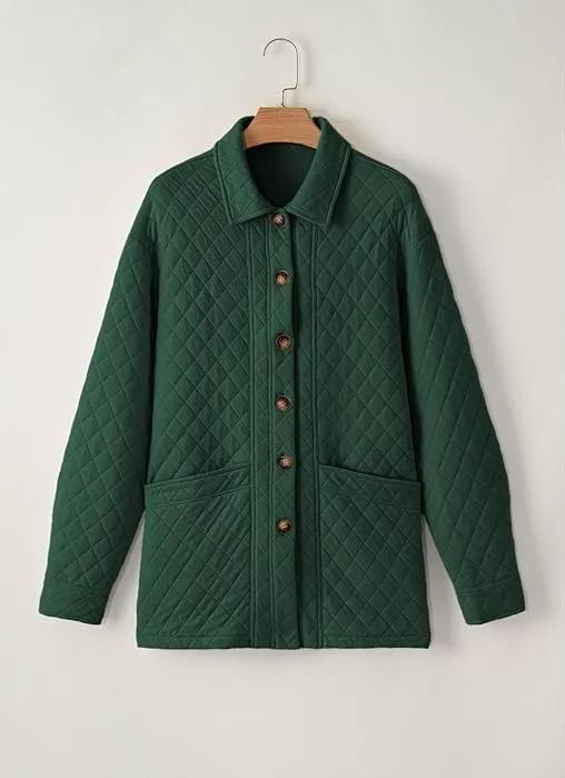 HOT SALE Women's Casual Button Down Long Sleeve Quilted Jackets