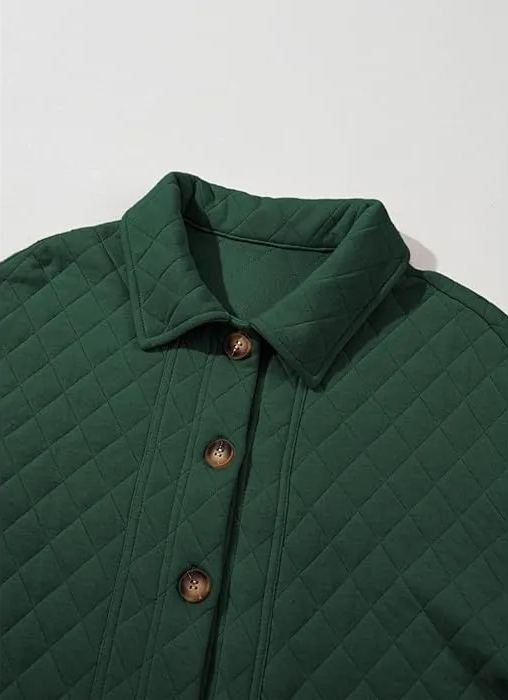 HOT SALE Women's Casual Button Down Long Sleeve Quilted Jackets