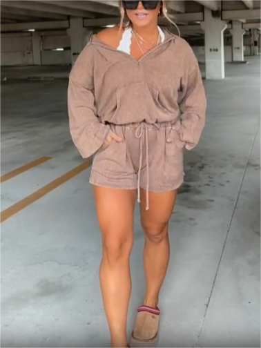 2024 Washed Hooded Romper (Buy 2 Free Shipping)