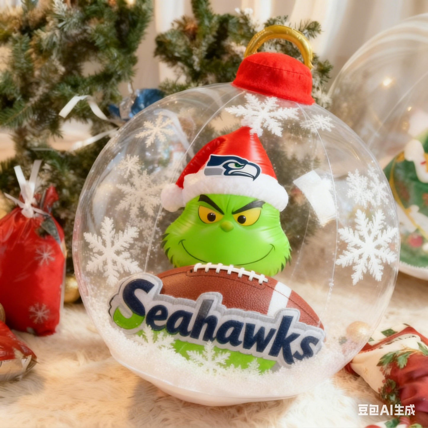 Grinchy Christmas Inflatable Ball Ornament – A Whimsical Holiday Statement Piece